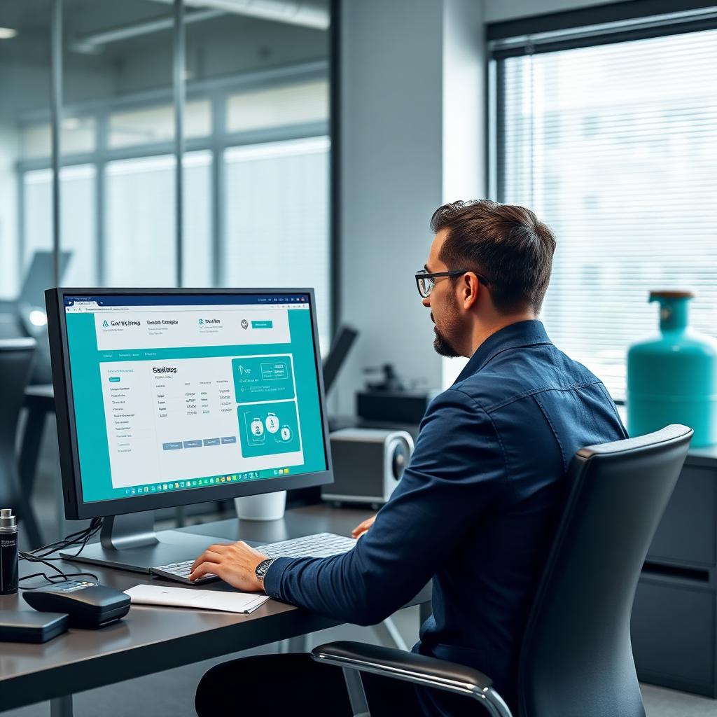 Business customer viewing their gas cylinder holdings and invoices on a self-service web portal
