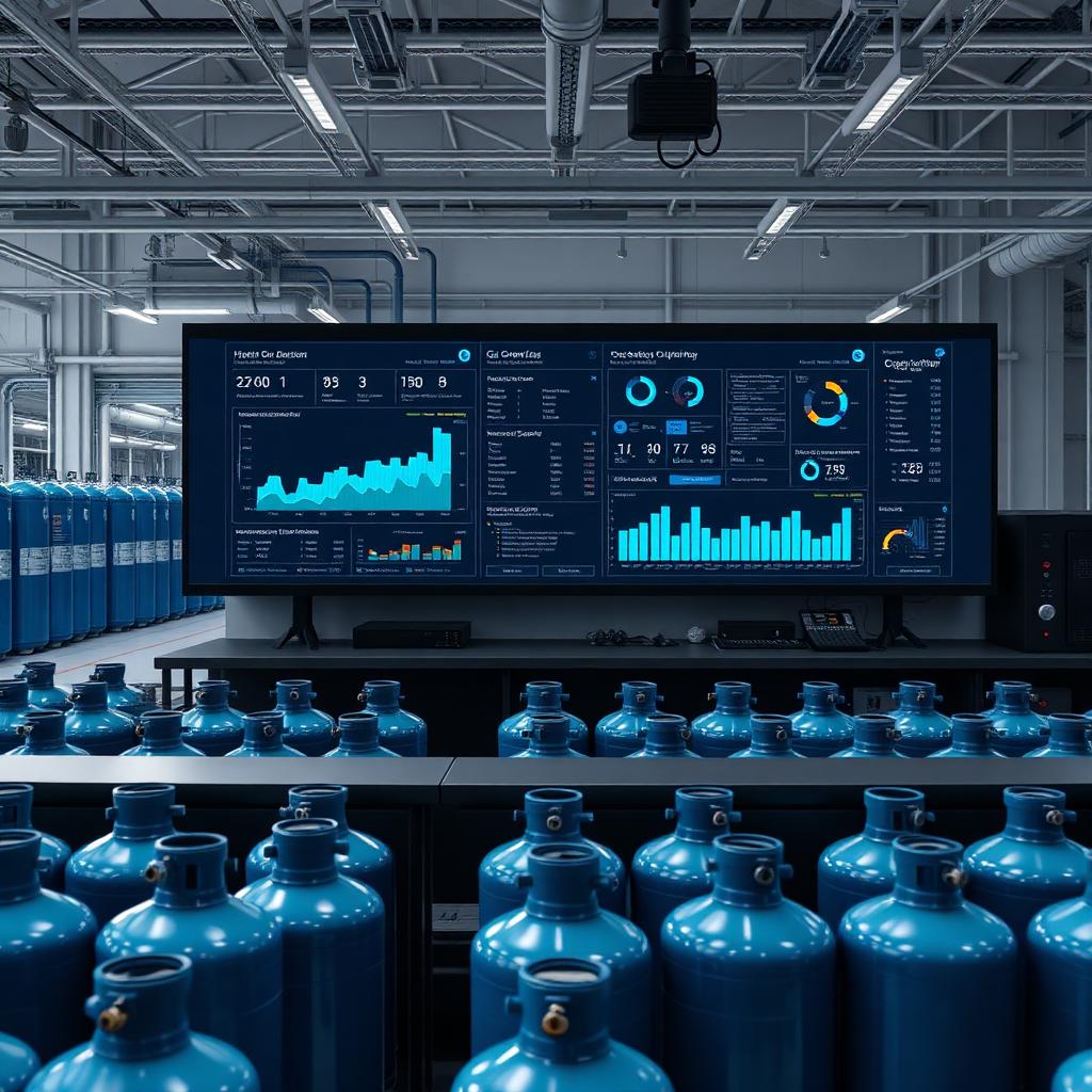 GCT control room dashboard tracking industrial gas cylinder inventory in real time