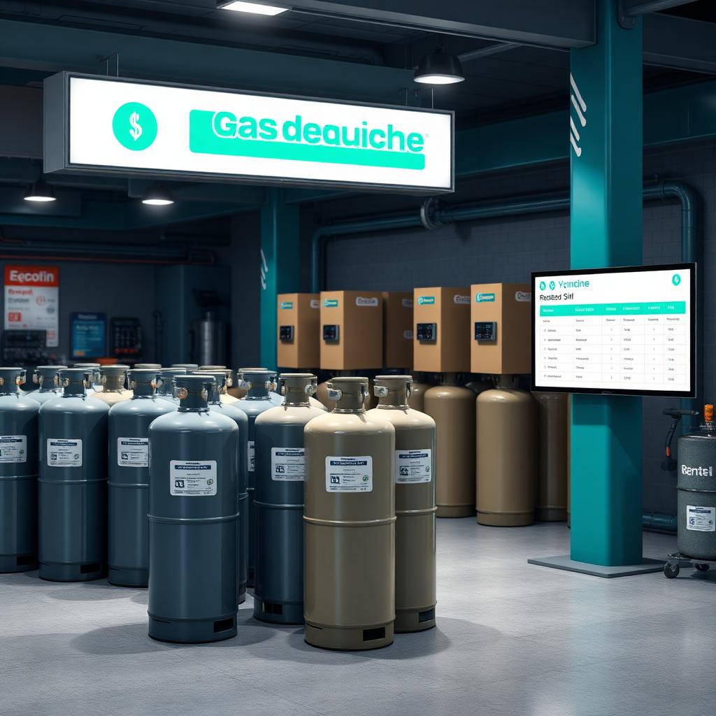 Cylinder rental depot logging cylinders out to customers with deposit and rental records on screen
